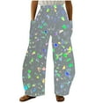 thumbnail image 2 of xjwjuw Womens Casual Sparkly Sequin Pants High Waisted Wide Leg Palazzo Bell Bottom Dance Trousers Loose Pull On Comfy 70s Magic Glitter Disco Party Long Maxi Pants, 2 of 5
