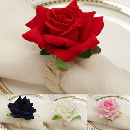 

Yesbay 6Pcs Napkin Rings Romantic Eye-catching Fabric Formal Occasions Serviette Buckles for Wedding