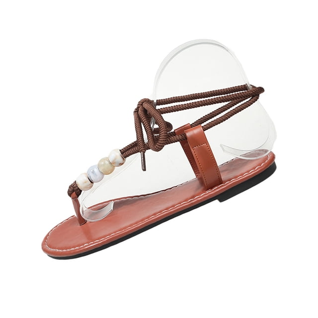 Sandales Tongs pour Femmes Brunes Bout Rond Bout Ouvert Bride Ajustable Agencement Ajustement Doux Chaussures pour Marche Extérieure Plage Rassemblement Quotidien Décontracté Usage Quotidien