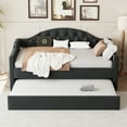 thumbnail image 3 of Harper & Bright Designs Twin Size Tufted Upholstered Daybed with Trundle, Twin Velvet Sofabed with USB & Charging Ports, Black, 3 of 15