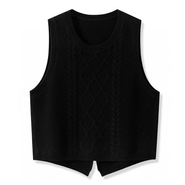 Gilet en Tricot Uni pour Femmes, Mode, Coupe Ample Décontractée, Court, Design Fendu, Pièce de Superposition Confortable