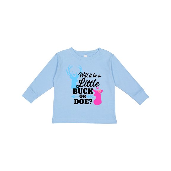 Inktastic Gender Reveal Will it be a Little Buck or Doe? Girls Long Sleeve Toddler T-Shirt