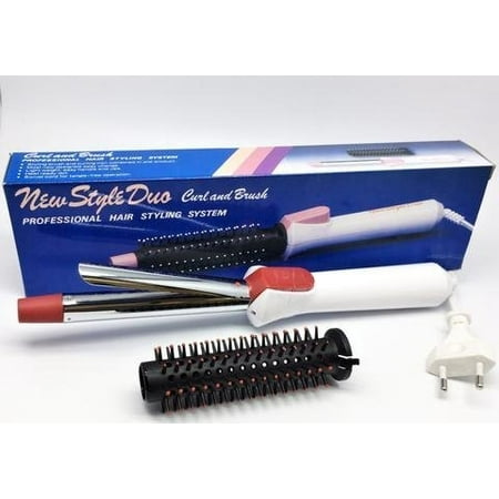 New Style Duo Professional Curling Iron 1/2' and Hair Styling Brush 2-in-1 Combo, 220 Volt for Europe and