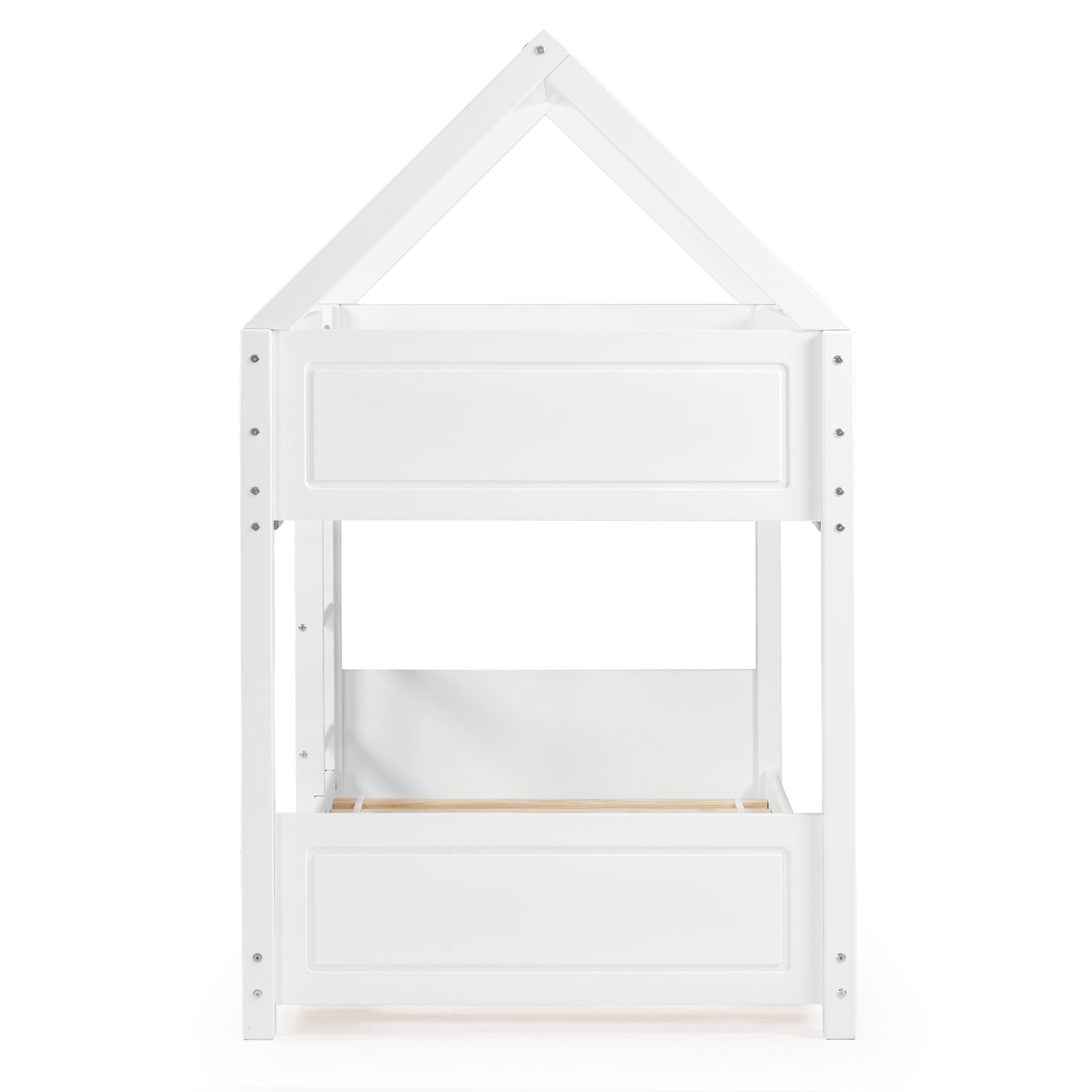 Lodgepole Kid's Twin Over Twin A-Frame Bunk Bed with Built-In Ladder, White