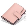 thumbnail image 2 of Fashion Women Wallets Solid Color PU Short Design Style Tri-fold Handbag Card Holder Zipper Hasp Purse Simple Style Handbag Coin Keys Bag Pink, 2 of 9