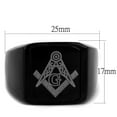 thumbnail image 3 of Anillo Color Plata Para Hombres de Acero Inoxidable Masonico Negro, 3 of 4