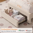 thumbnail image 5 of Hijob Twin Size LED Bed Frame for Girls/Kids with Storage Drawers, Velvet Upholstered Platform Bed with Adjustable Headboard, No Box Spring Needed, Beige, 5 of 8
