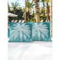 thumbnail image 4 of Outdoor Pillows Waterproof, Teal Summer Palm Tree Throw Pillows with Inserts Included, Coastal Beach Tropical Botanical Vintage Indoor Outdoor Decorative Lumbar Pillow for Bed/Couch 18"x18", 2Pcs, 4 of 8