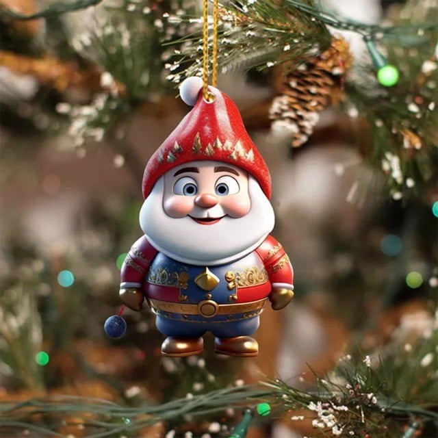 Accesorios para coche, Electrónica para coche, Regalos para coche, Colgante de árbol de Navidad enano acrílico 2D con impresión doble de enano navideño, Adornos para vehículos