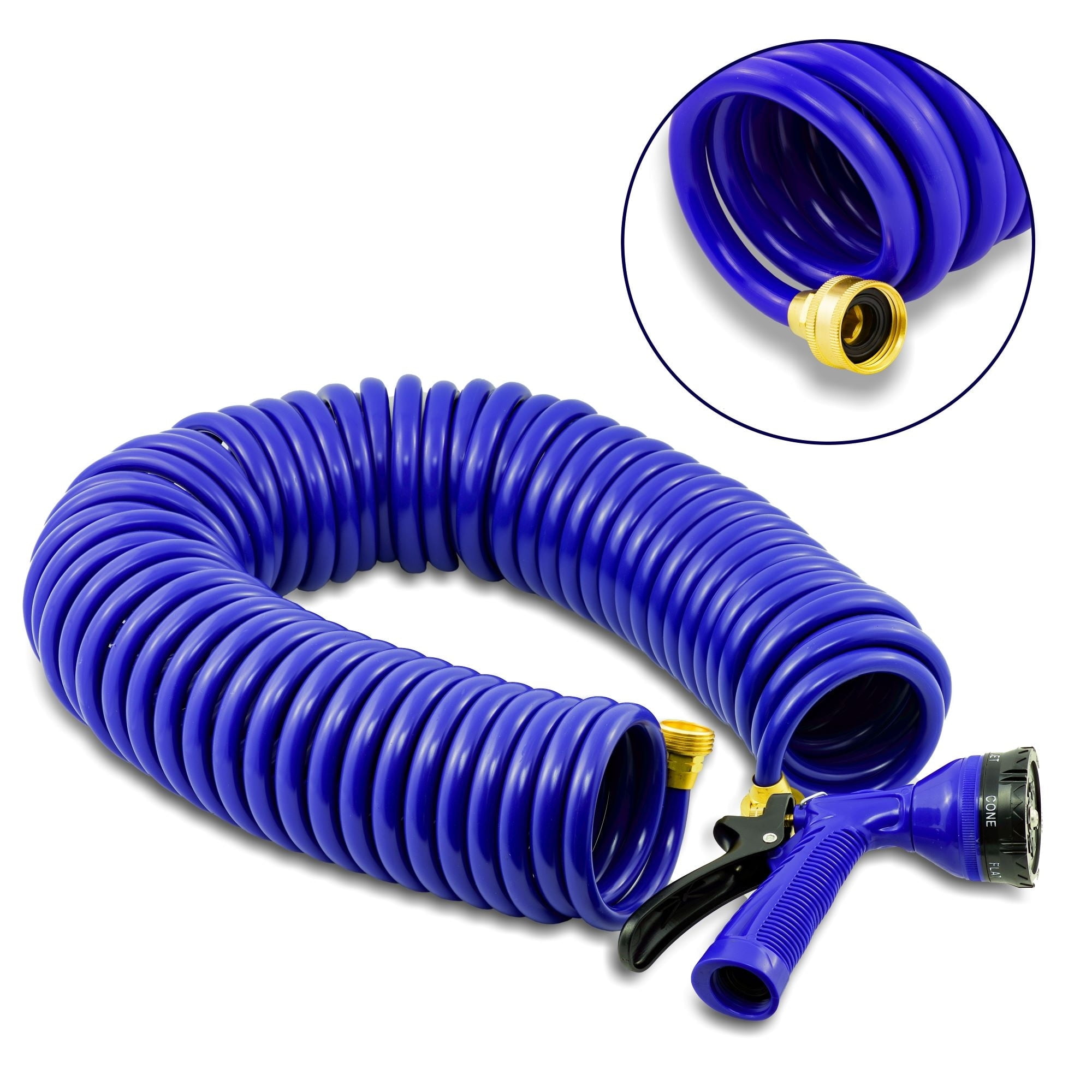 Whitecap 25' Blue Coiled Hose w/Adjustable Nozzle