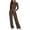 Coffee, variant on 2 Piece Lounge Set Women Ribbed Knit Tracksuit Long Sleeve Crop Tops Flare Pants Solid Color Slim Fitting Sets Pajamas Fall Outfits (Green M)