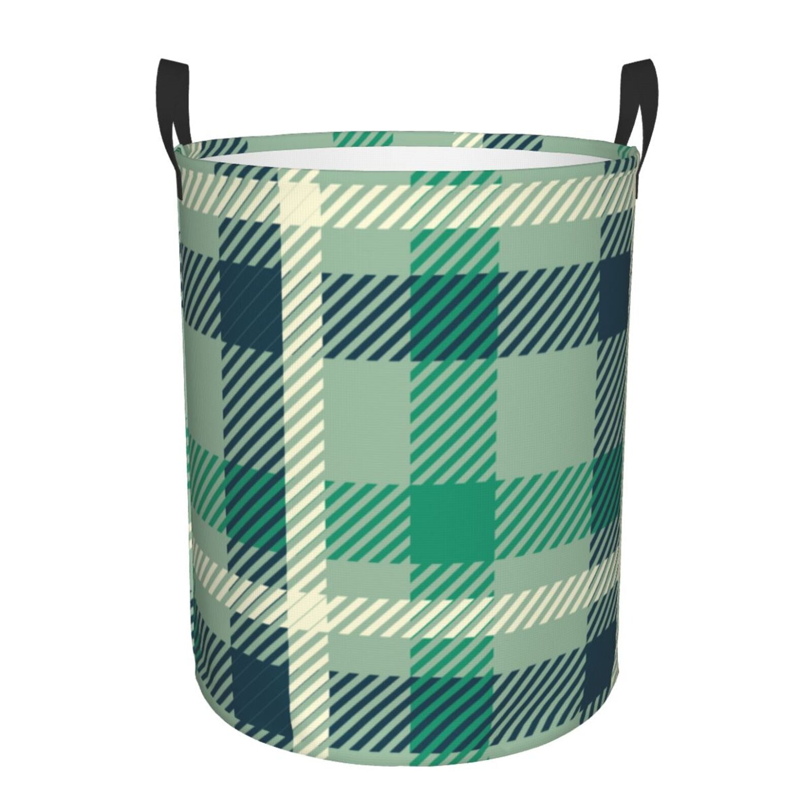 Black Green Plaid Tartan Laundry Basket