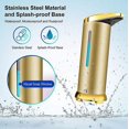 thumbnail image 2 of Dispensador automático de jabón de acero inoxidable, dispensador de desinfectante sin contacto con sensor infrarrojo, interruptor ajustable y base impermeable (oro mate), 2 of 5