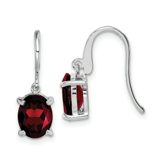 Primal Silver Sterling Silver Rhodium-plated Garnet Wire Earrings