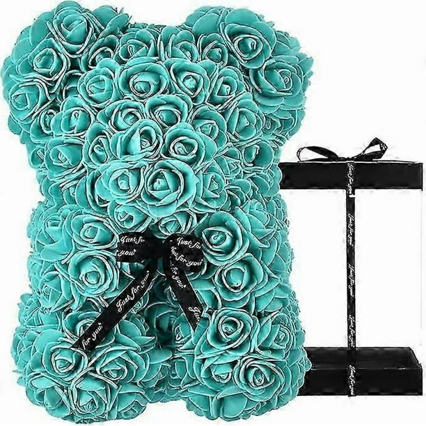 Rose Bears - Each rose bear comes with a rose Teddy Bear - Flower Bears are perfect for anniversaries, mothers - Clear gift box included! 10 inches ta
