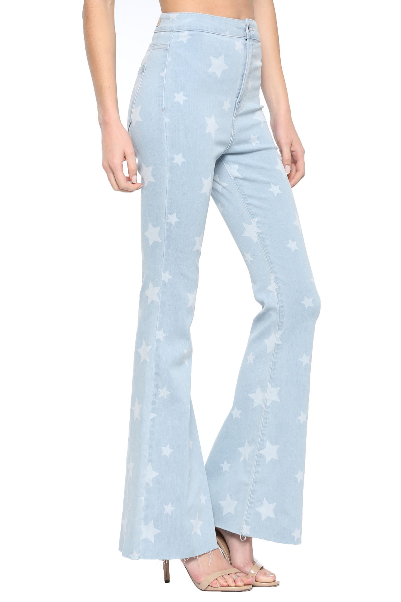 star print bell bottom jeans