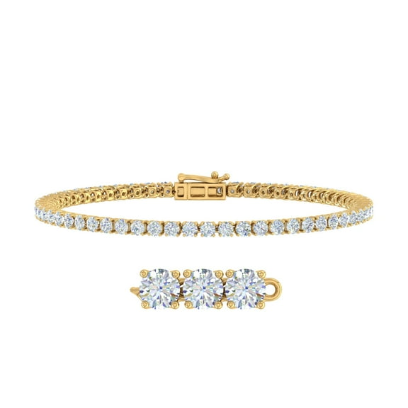 4.15 Carat Diamond Tennis Bracelet in 14K Yellow Gold (7.5 Inch) - IGI Certified (I1-I2 Clarity)