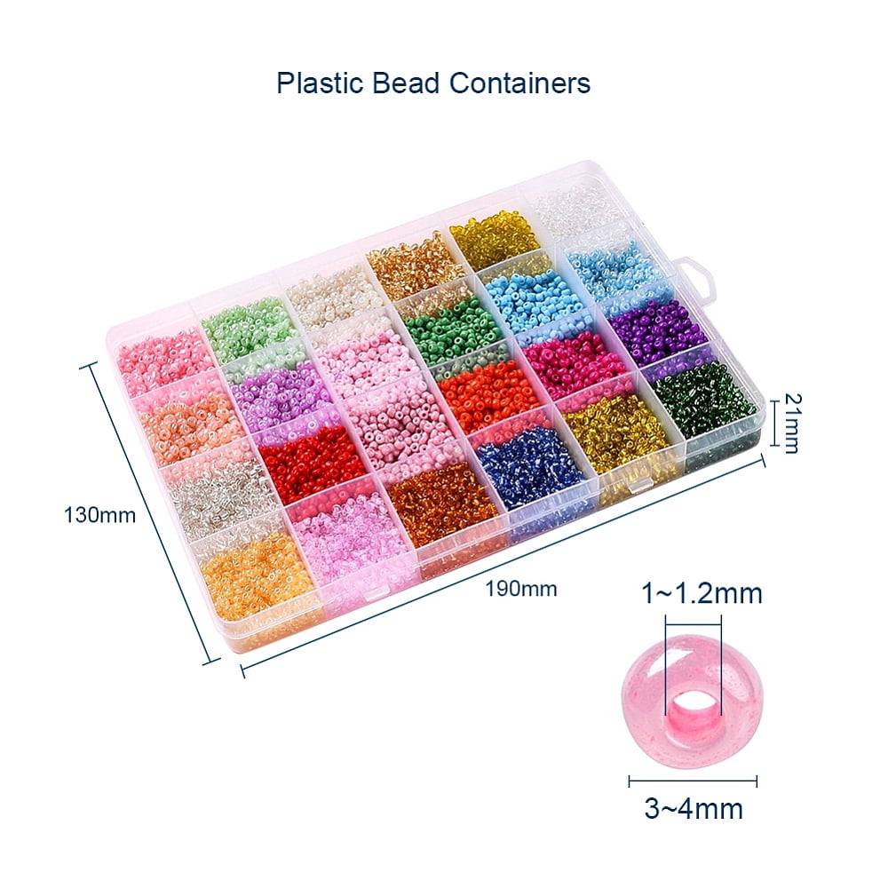 1 box DIY Jewelry Finding Kits 3mm Round Glass Seed Beads Including Tweezers Steel Needles Elastic Thread and Plastic Test Tube Mixed color Beads: 6000pcs/box