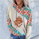 thumbnail image 2 of Sudadera con estampado geométrico para mujer Costura con capucha Impreso Tops sueltos Blusa Pompotops  gfhjh12707, 2 of 7