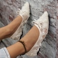 thumbnail image 6 of Casual Shoes for Women Elegant Wide Fit Lace Mesh Pointed Toe With Bow Breathable Casual Shoes For Everyday Wear,Beige,CN:41(US:9), 6 of 7