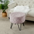 thumbnail image 5 of Home Soft Things Jacquard Faux Fur Round Ottoman, 18"x18"x18", Sepia Rose, 5 of 9