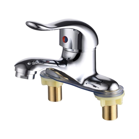 Clearance Under $9.9! 1PC Countertop Basin Faucet, Double Couplet Mixer Tap for Bathroom & Vanity, Zinc Alloy, for Hot/Cold Water, (One Size, Silver)