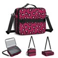 thumbnail image 5 of Black and Pink Leopard Print Insulated Lunch Bag with Shoulder Strap and Bottle Holder,Bento School Lunch Bag Box,11x9.5x3.5 Inches, 5 of 5