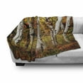 thumbnail image 3 of Fall Soft Flannel Fleece Throw Blanket, White Birch Trees Autumn Leaves Growth Wilderness Ecology Calm Serene View Print, Cozy Plush for Indoor and Outdoor Use, 60" x 80", Multicolor, by Ambesonne, 3 of 6