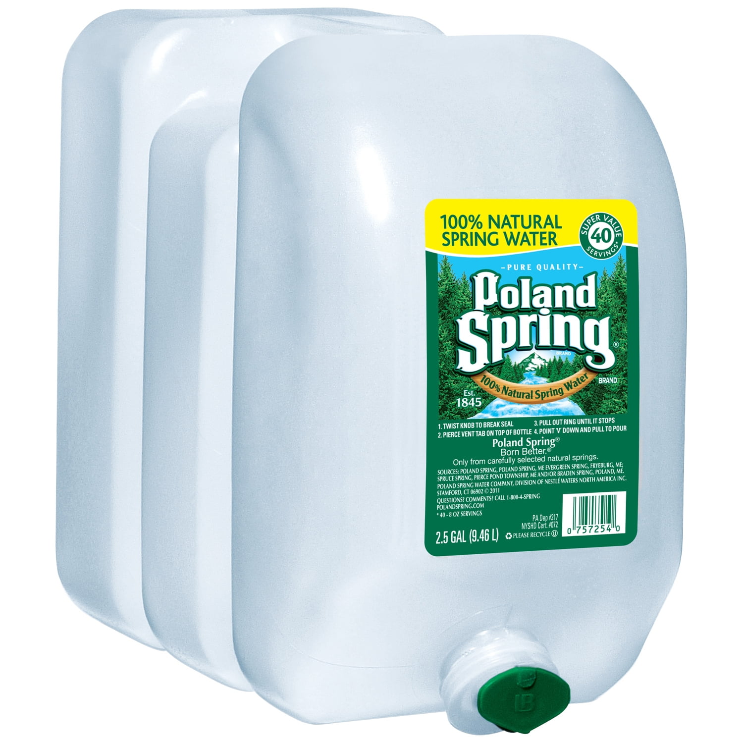 Poland Spring Natural Spring Water, 2.5 Gallon