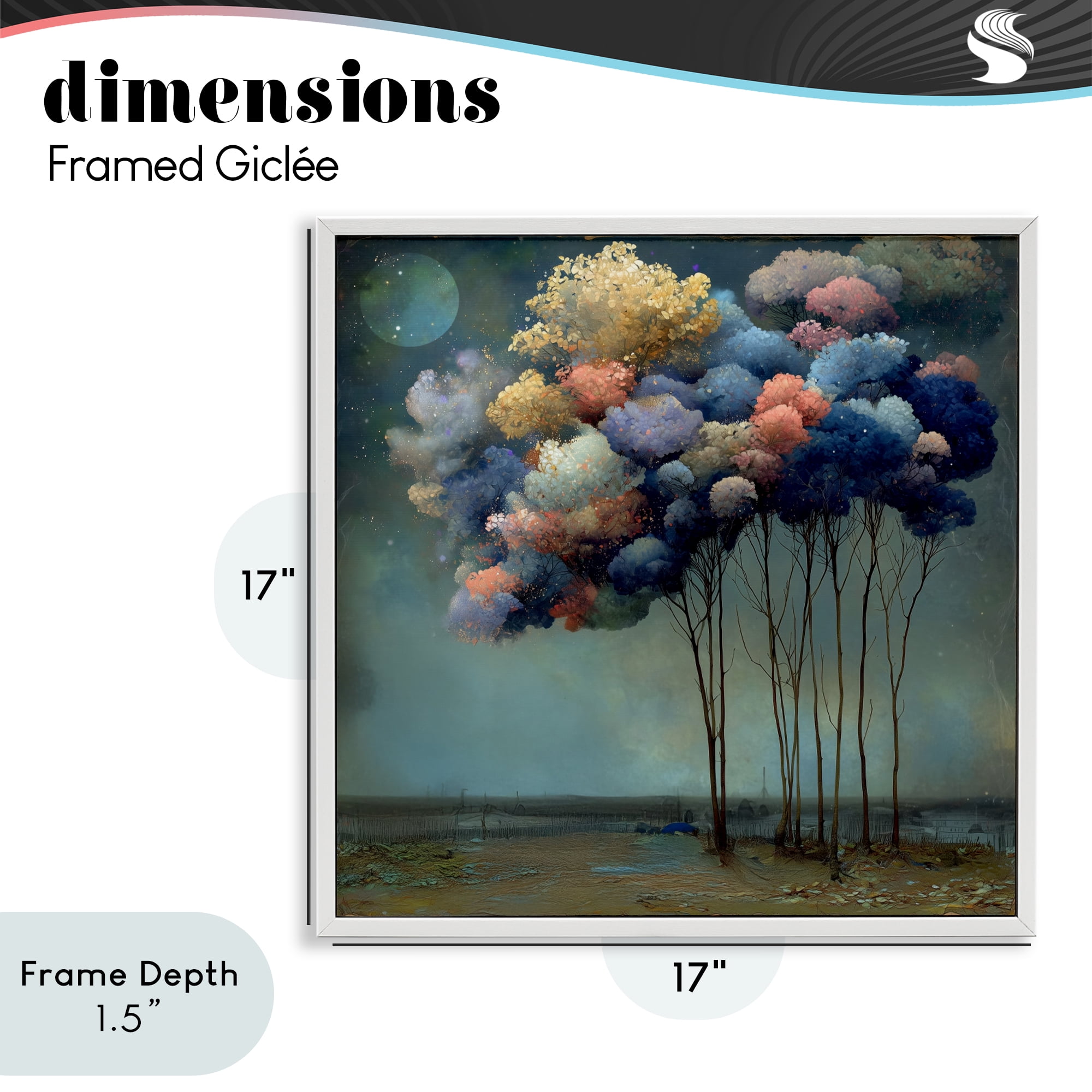 Stupell Industries Dreamy Sky Trees Surrealism White Framed Giclee Art, design by Annabelle Hall