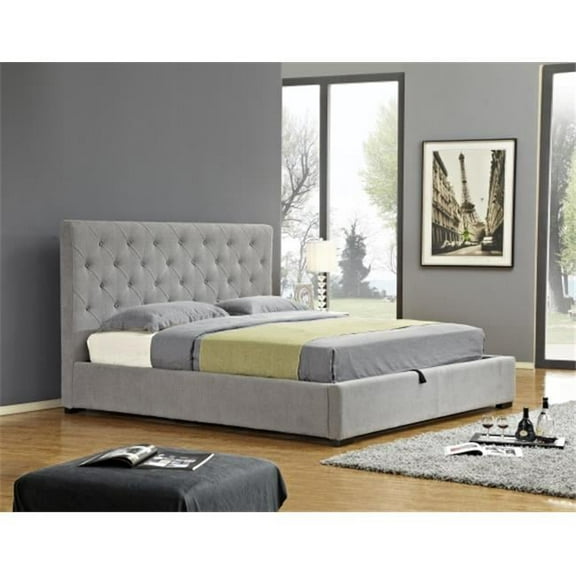 Prague Sotrage Full Size Bed, Light Grey