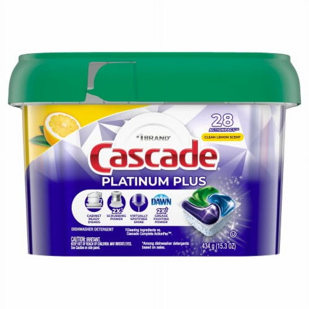 Cascade Platinum Plus ActionPacs Lemon Scent Dishwasher Detergent Pods 28 ct - Pack of 2