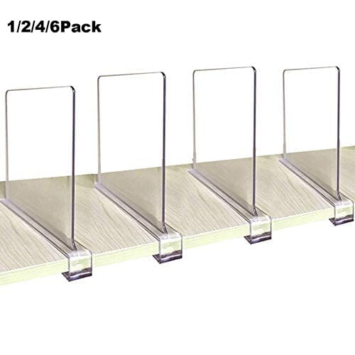 6 Pack Clear Acrylic Shelf Dividers