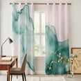 thumbnail image 5 of Kitchen Curtains 84 Inch Length 2 Panels, Marble Green Grommets Window Treatment Curtain, Pink Gold Modern Foil Glitter Wavy Art Thermal Curtains Drapes for Living Room/Bathroom, 5 of 9