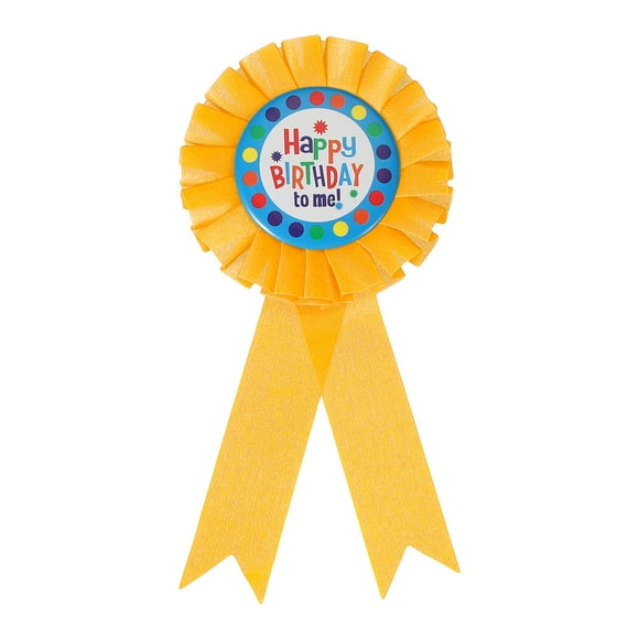 Uxcell 6" x 6" Birthday Ribbon, Award Ribbon Brooch Birthday Pin for Party Decorations, Light Orange