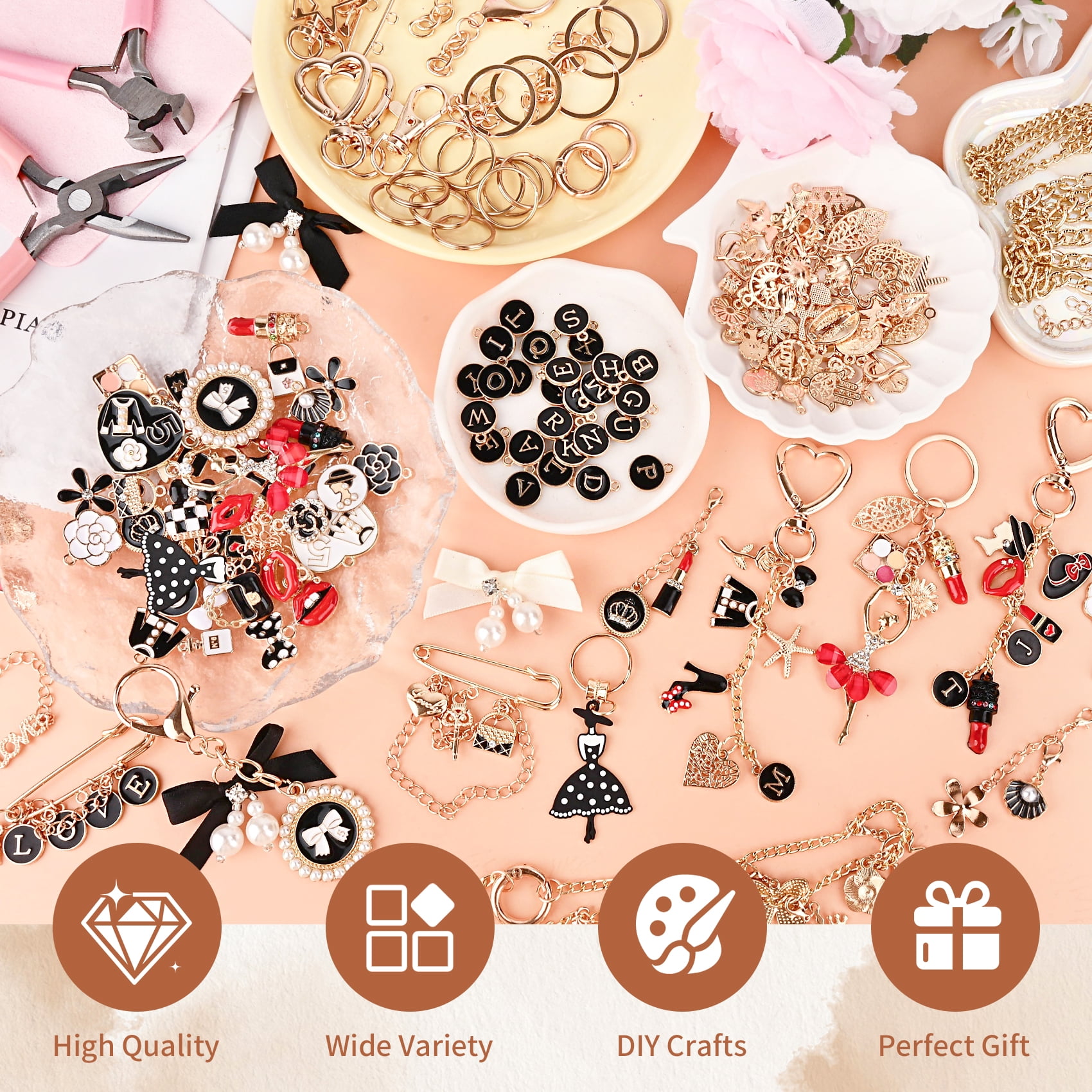 477PCS Lip Gloss Keychain Making Kit ,DIY Keychain Supplies, Bag Charm Kit, Charms for Jewelry Making, Bracelet Making ,Personalized Gifts for Friends Small Business
