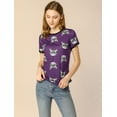 thumbnail image 3 of INSPIRE CHIC Women's Short Sleeve Contrast Cartoon Cat Pet Print Tee Ringer T-shirt Tops, 3 of 4