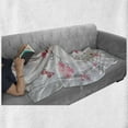 thumbnail image 6 of Nature Soft Flannel Fleece Blanket, Cherry Blooming Butterflies on Stripes Sun Rays Curvy Lines Ornamental Artwork, Cozy Plush for Indoor and Outdoor Use, 70" x 90", Pale Grey Pink, by Ambesonne, 6 of 6