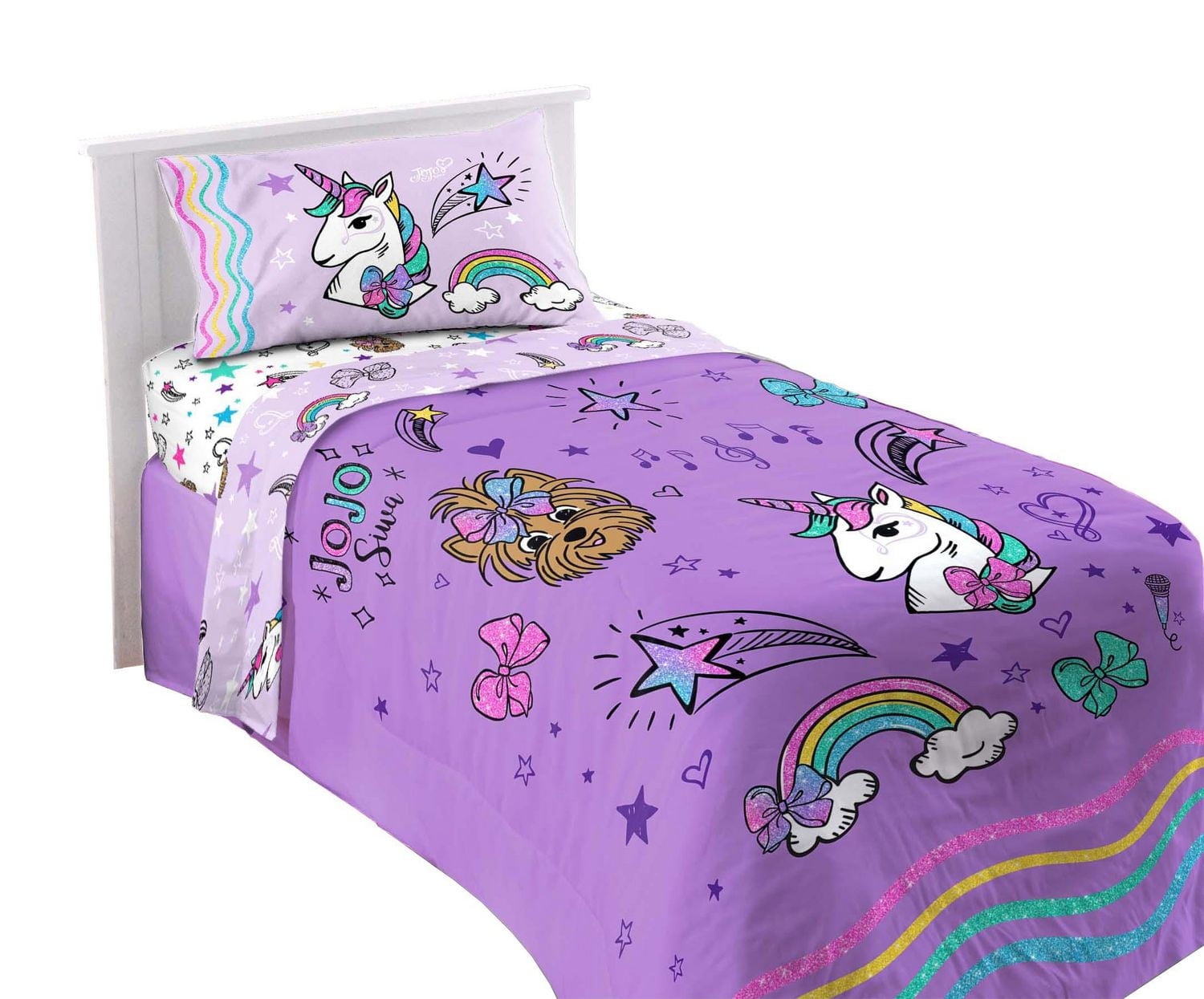 Jojo Siwa Sparkle Shine 3-Piece Twin Sheet Set, 100% Polyester