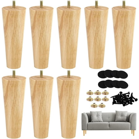 4 Pieces Furniture Couch Legs Round Solid Wood Sofa Natural Wooden Replacement For Armchair Cabinet Chair Footstool Mid Century Modern Dresser 5 91 Height Canada Solid Wood Sofa Legs, How Tall Are Sofa Legs