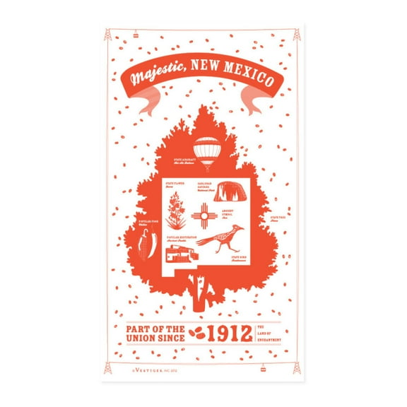 Vestiges New Mexico State Souvenir Tea Towel 21.5" x 32" Eco-Friendly