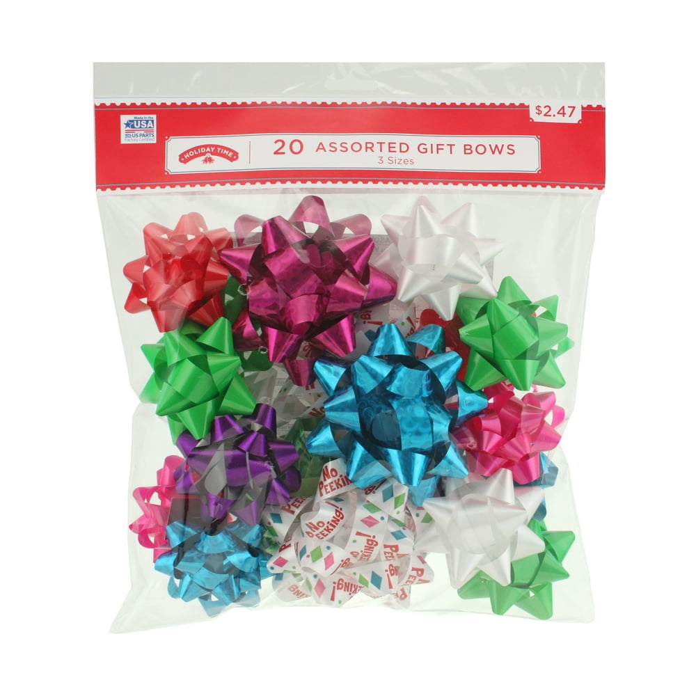 20 COUNT GIFT BOW ASSORTMENT BRIGHTS
