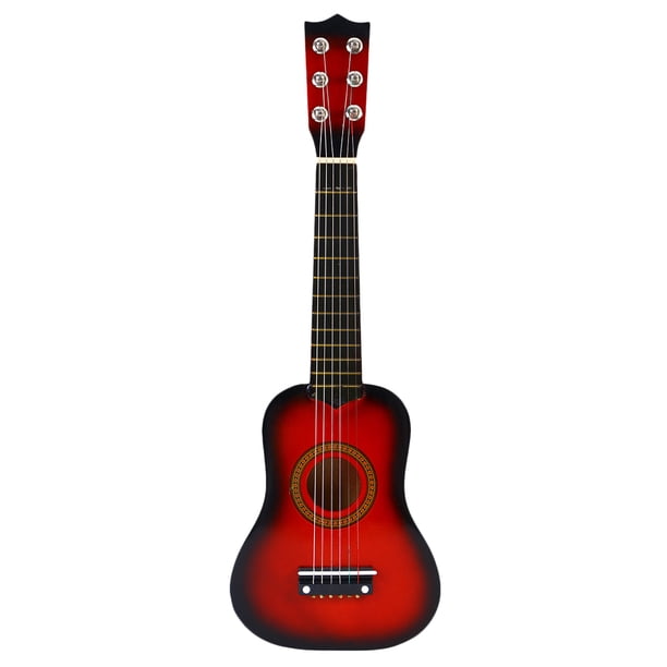 Guitarra de madera de 23 pulgadas, instrumento musical interesante, juguete educativo para niños (rojo)