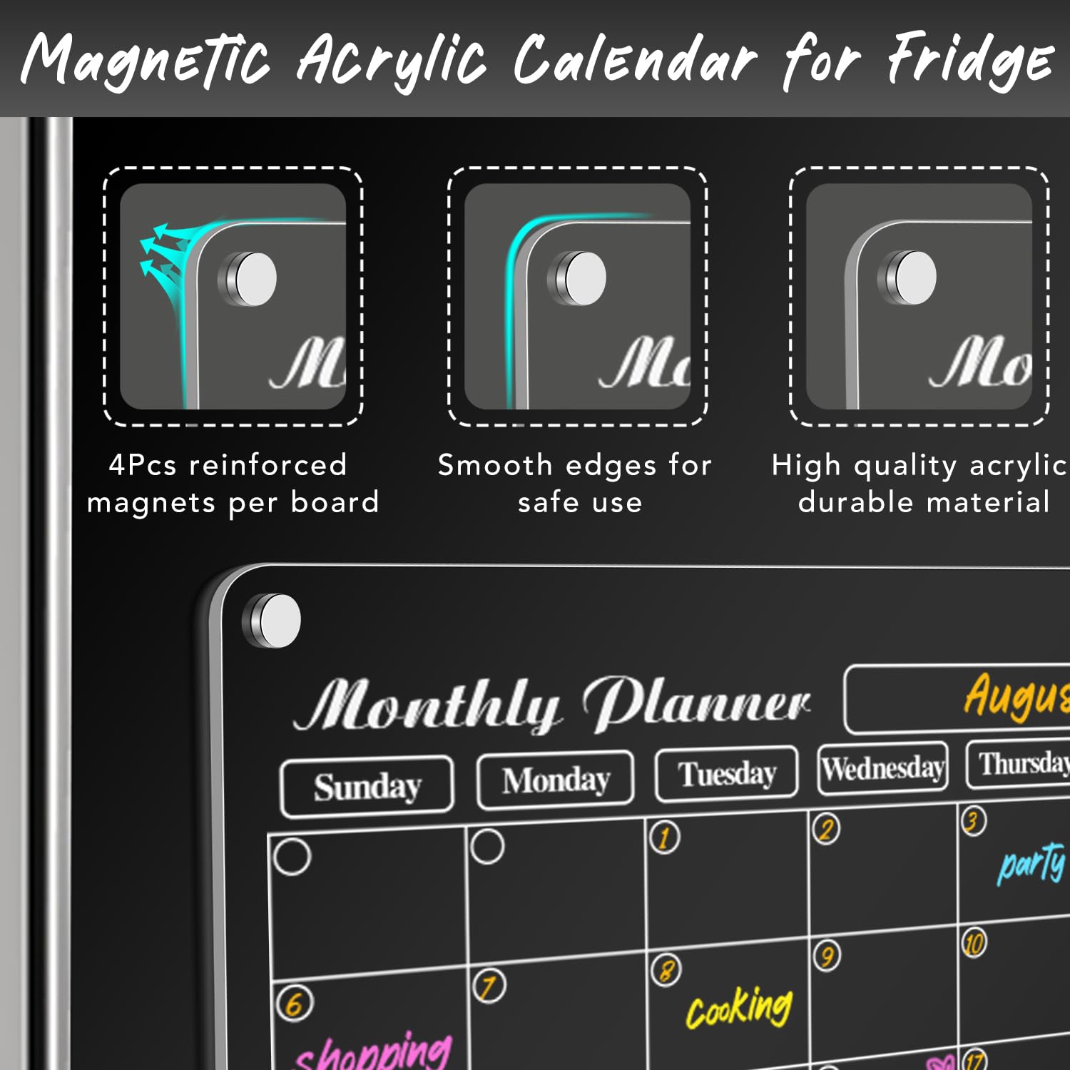 Diymag 4-Pack Magnetic Refrigerator Dry Erase Calendars photo 3