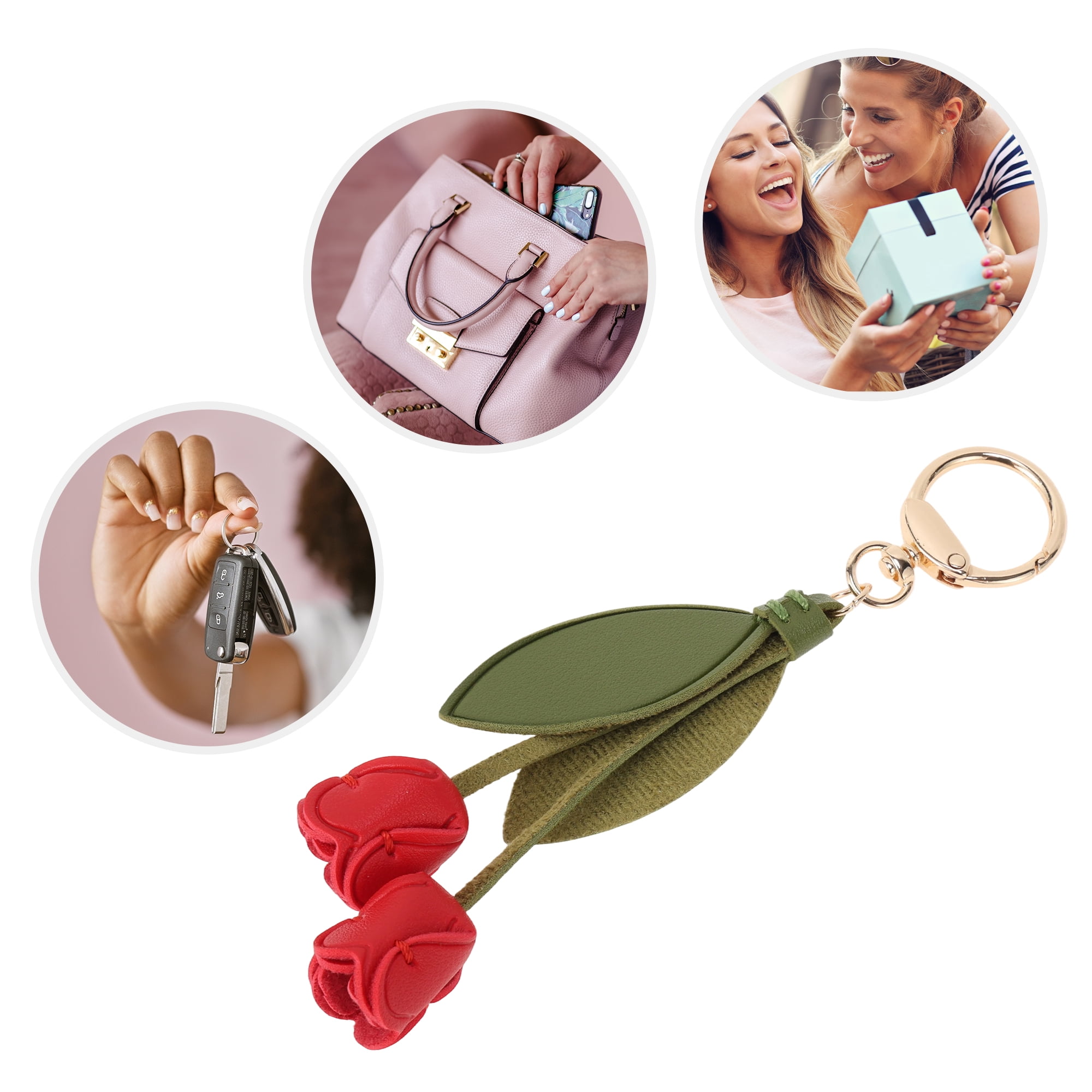 Unique Bargains Colorful Flower Leaf Handbag Charm For Any Occasion 1 Pc Red