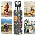 thumbnail image 5 of Halloween Specters Pumpkins Flowers Crayon Painting Sports Bottle with Straw Stainless Steel Water Jug Portable Thermal Cup Leak-proof 1000ML, 5 of 9
