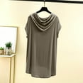thumbnail image 3 of ZyeKqe Womens Pajamas Tops Short Sleeve Shirts Drawstring Hooded Tops Loose Fitted Pjs Top Homewear, 3 of 3
