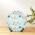 thumbnail image 6 of Picia Gold Stars Blue Dots Pattern Pattern Bone China Decorative Plate – Wall Decor with Stand and Adhesive, Elegant Ornament for Living Room, Office, or Entryway-7in, 6 of 6