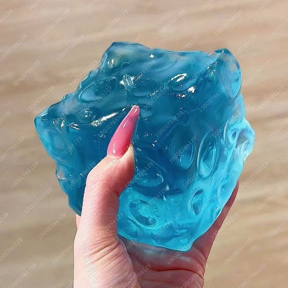 Big Jelly Cheese Stress Ball, Transparent & Frosted Jumbo Cheese Cube Buttery-Feel Shapeable Squeeze Ball ASMR Sensory & Anxiety Relief, Fidget Gadget for Adults Desk & Travel