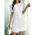thumbnail image 2 of Women'S Floral Puff Short Sleeve Mini Dress High Waist Summer Boho Short Dresses White L, 2 of 5